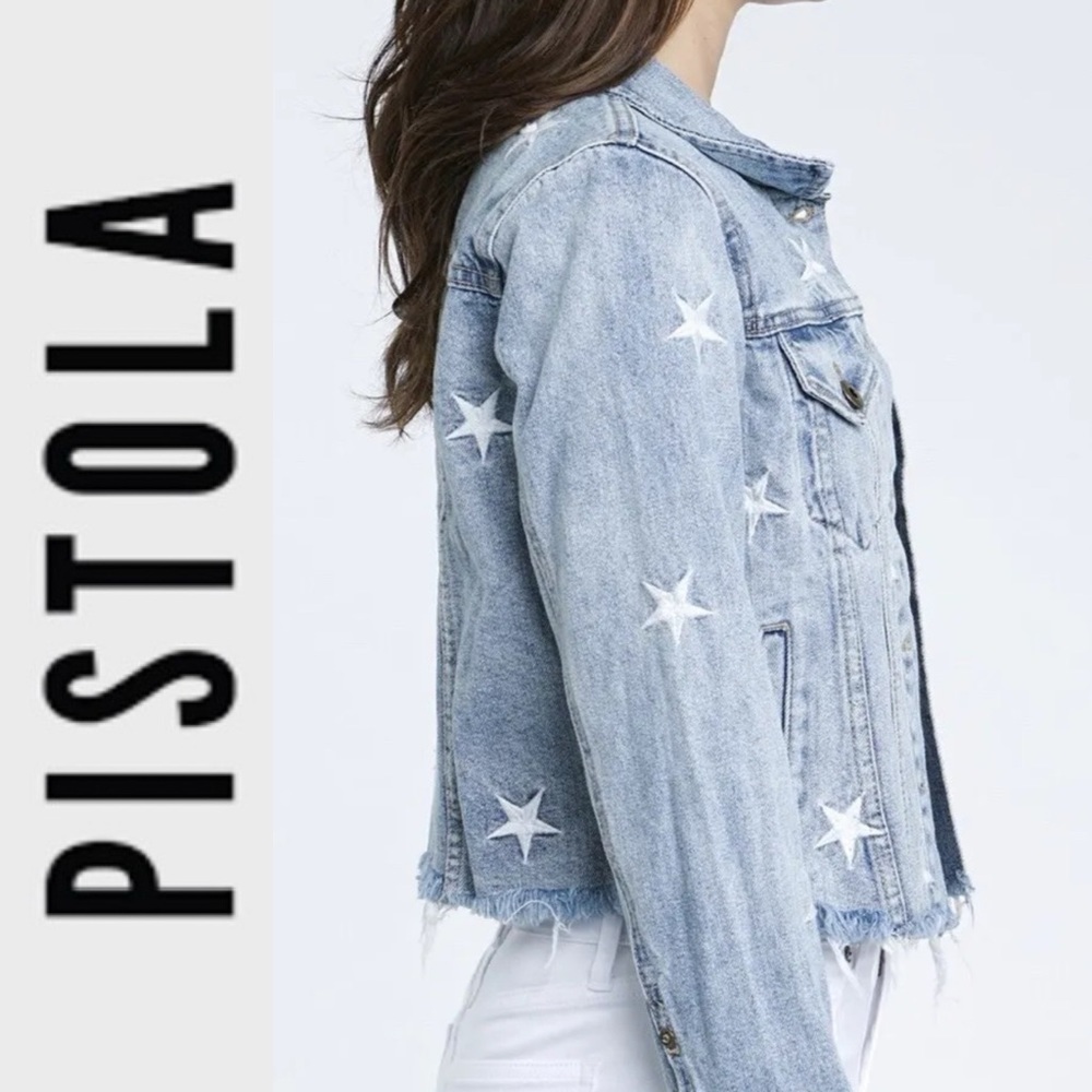 Like New Pistola Brando Star Embroidery Denim Jacket xs - Picture 4 of 15